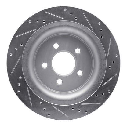 R1 Concepts R1 15-23 Ford Mustang Rear Left Drilled & Slotted Silver Brake Rotor
