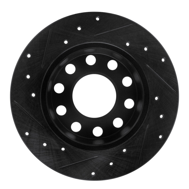 R1 Concepts R1 00-08 Audi A4 (USA/Canada) Rear Right Drilled & Slotted Black Brake Rotor