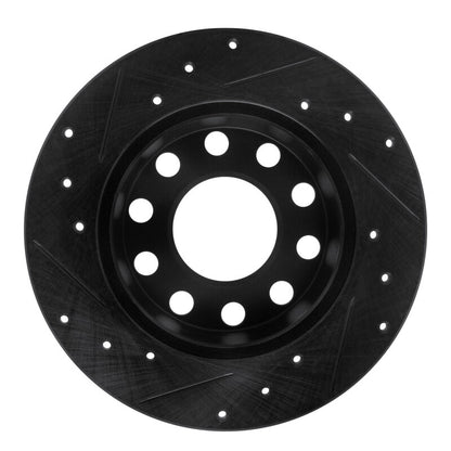 R1 Concepts R1 00-08 Audi A4 (USA/Canada) Rear Right Drilled & Slotted Black Brake Rotor