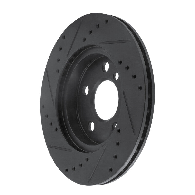 R1 Concepts R1 14-21 BMW i3 Front Right Drilled & Slotted Black Brake Rotor