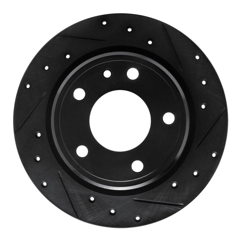 R1 Concepts R1 88-91 BMW M3 Rear Right Drilled & Slotted Black Brake Rotor