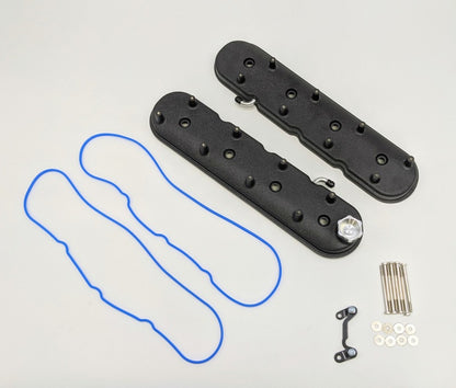Granatelli Motor Sports Granatelli 96-22 GM LS Standard Height Valve Cover w/Angled Coil Mount - Blk Wrinkle (Pair)