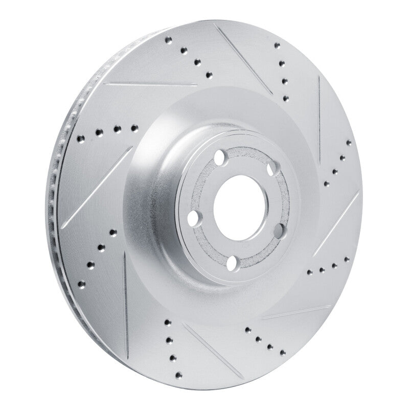 R1 Concepts R1 2021-2025 Ford Mustang Mach-E Front Right Drilled & Slotted Silver Brake Rotor