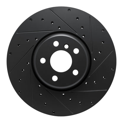 R1 Concepts R1 16-25 BMW 330e Left Front Drilled & Slotted Black Brake Rotor