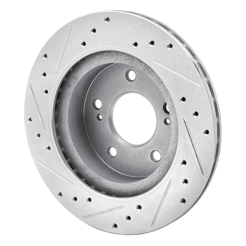 R1 Concepts R1 87-89 Nissan 300ZX Rear Right Drilled & Slotted Silver Brake Rotor