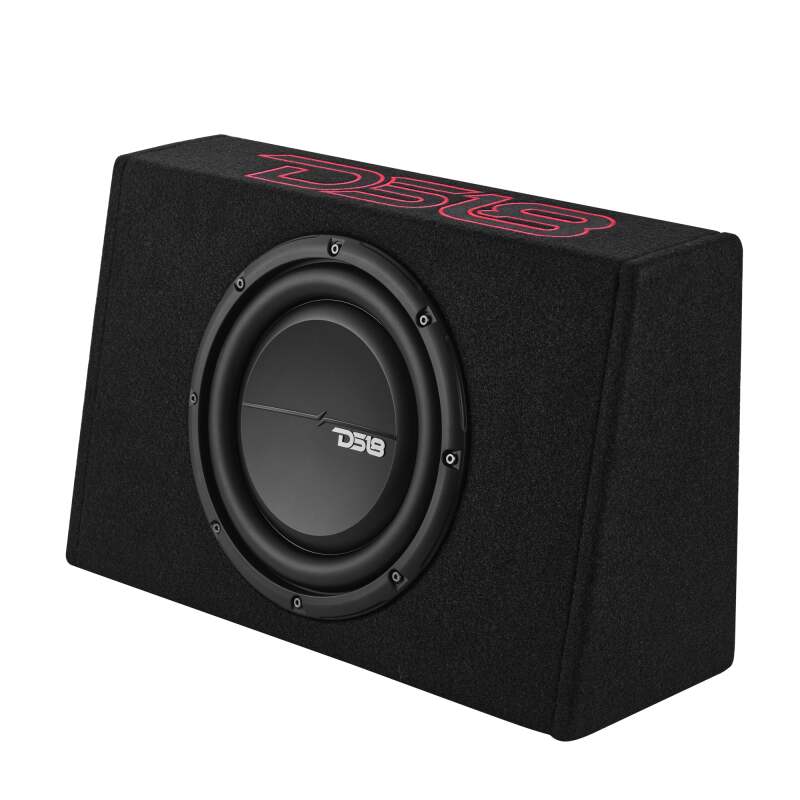 DS18 Single 10in Shallow Enclosure w/ Subwoofer 350 Watts RMS Sealed Black Carpet Amplified