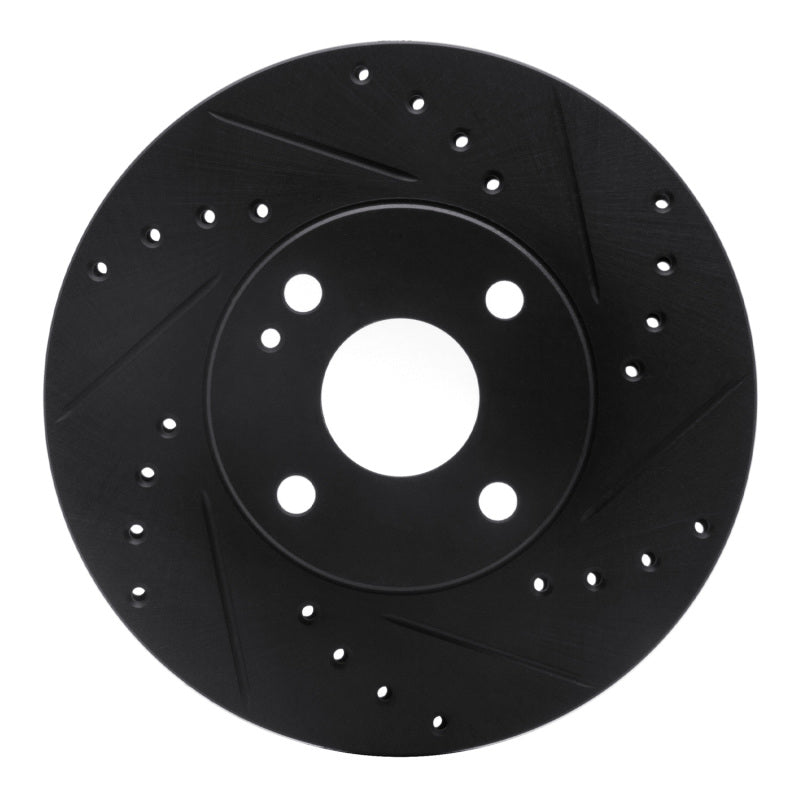 R1 Concepts R1 94-02 Mazda Miata Front Right Drilled & Slotted Black Brake Rotor
