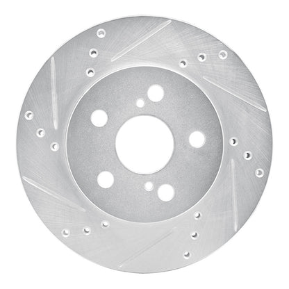 R1 Concepts R1 16-22 Toyota Prius Front Left Drilled & Slotted Silver Brake Rotor