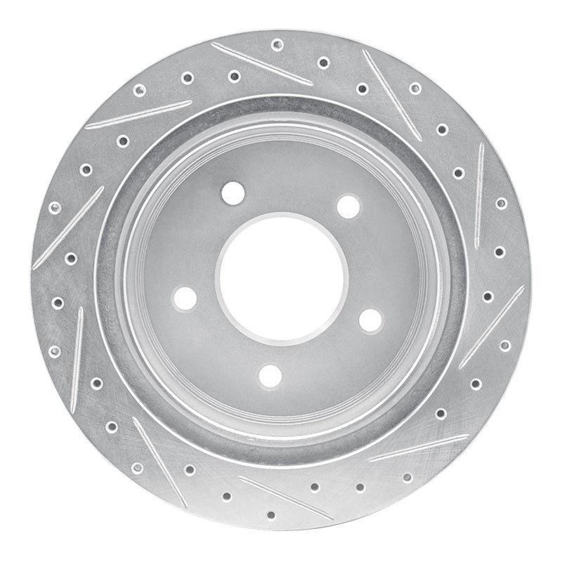 R1 Concepts R1 04-06 Ford E-150 Rear Left Drilled & Slotted Silver Brake Rotor