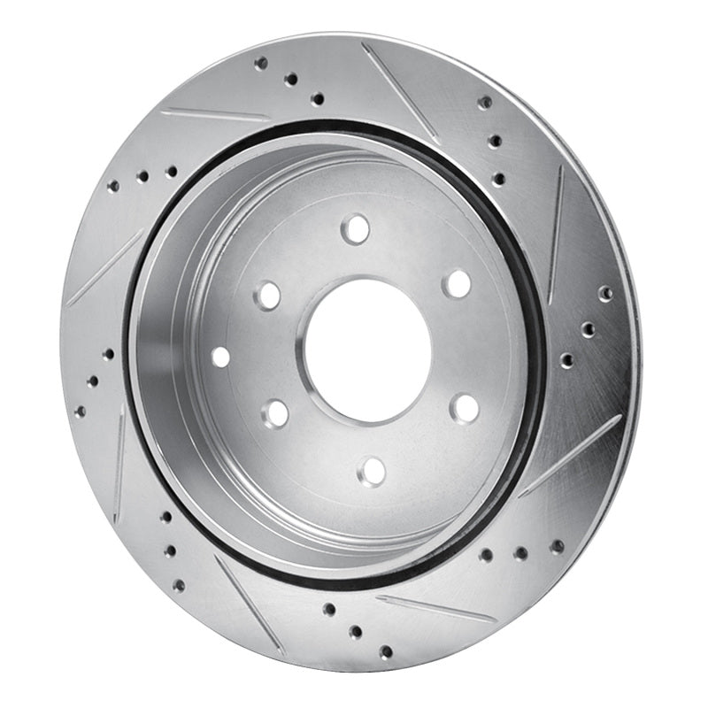 R1 Concepts R1 10-24 Infiniti QX56 Rear Left Drilled & Slotted Silver Brake Rotor