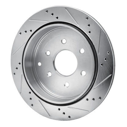 R1 Concepts R1 10-24 Infiniti QX56 Rear Left Drilled & Slotted Silver Brake Rotor