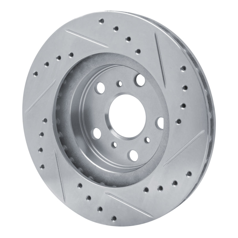 R1 Concepts R1 86-89 Toyota Celica Front Left Drilled & Slotted Silver Brake Rotor