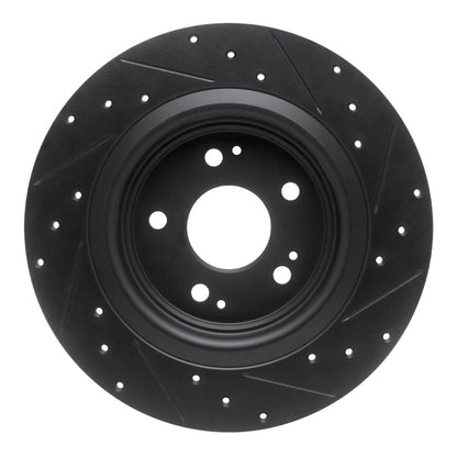 R1 Concepts R1 17-20 Acura MDX Rear Left Drilled & Slotted Black Brake Rotor