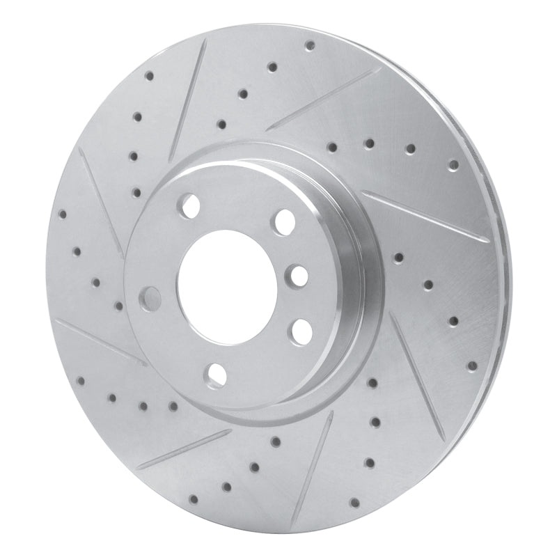 R1 Concepts R1 07-18 BMW X5 Front Left Drilled & Slotted Silver Brake Rotor