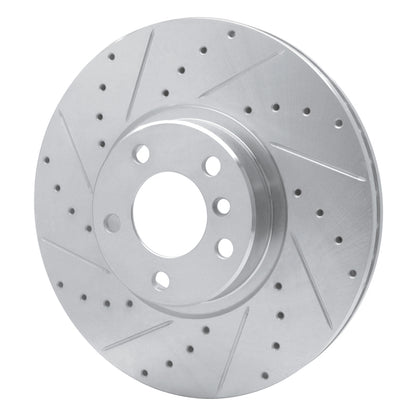 R1 Concepts R1 07-18 BMW X5 Front Left Drilled & Slotted Silver Brake Rotor