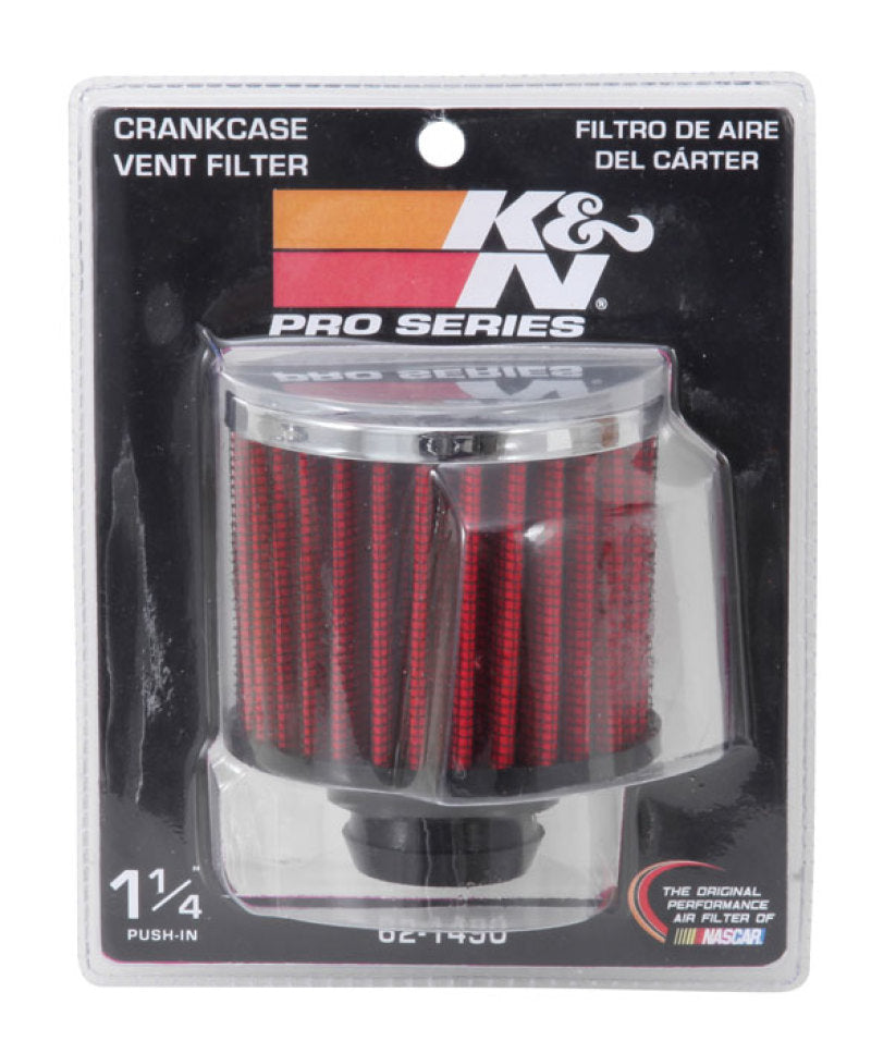 K&N Engineering K&N Rubber Base Chrome Top Push-In Crankcase Vent Filter 3in OD x 2-1/2in H.