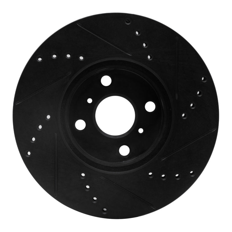 R1 Concepts R1 12-18 Toyota Yaris (USA/Canada) Front Left Drilled & Slotted Black Brake Rotor