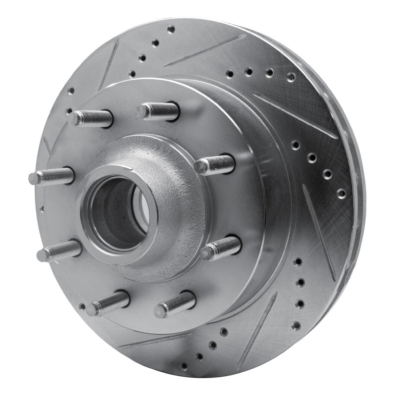 R1 Concepts R1 99-02 Ford Excursion Front Left Drilled & Slotted Silver Brake Rotor