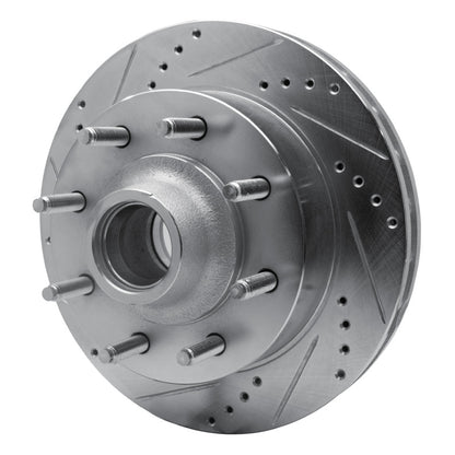 R1 Concepts R1 99-02 Ford Excursion Front Left Drilled & Slotted Silver Brake Rotor