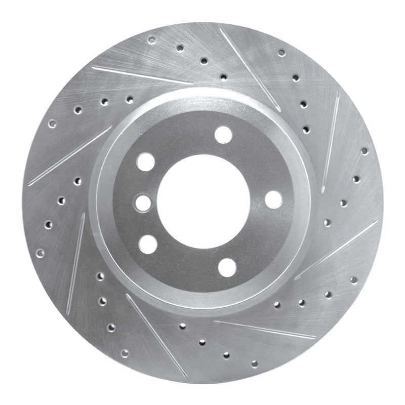R1 Concepts R1 01-08 BMW 330CI Front Right Drilled & Slotted Silver Brake Rotor