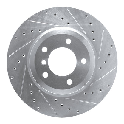 R1 Concepts R1 01-08 BMW 330CI Front Right Drilled & Slotted Silver Brake Rotor