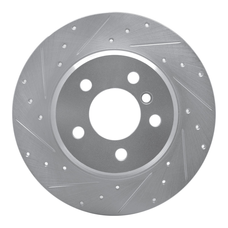 R1 Concepts R1 00-06 BMW X5 Rear Left Drilled & Slotted Silver Brake Rotor