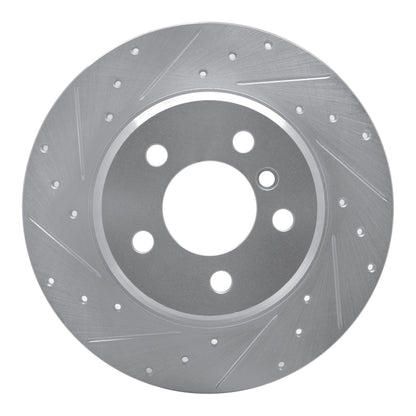 R1 Concepts R1 00-06 BMW X5 Rear Left Drilled & Slotted Silver Brake Rotor