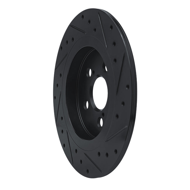 R1 Concepts R1 11-17 Lexus CT200H Rear Left Drilled & Slotted Black Brake Rotor