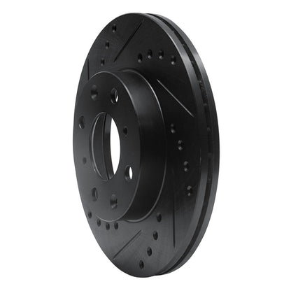 R1 Concepts R1 86-91 Acura Integra Front Left Drilled & Slotted Black Brake Rotor