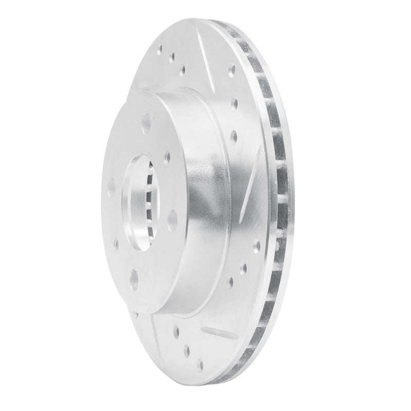 R1 Concepts R1 95-00 Nissan 200SX Front Right Drilled & Slotted Silver Brake Rotor