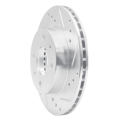 R1 Concepts R1 95-00 Nissan 200SX Front Right Drilled & Slotted Silver Brake Rotor
