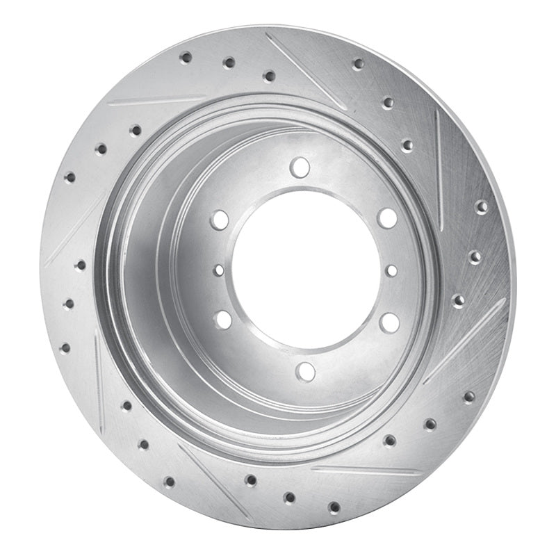R1 Concepts R1 90-04 Mitsubishi Montero Rear Left Drilled & Slotted Silver Brake Rotor