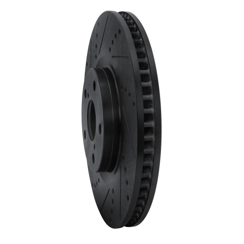 R1 Concepts R1 93-98 Toyota Supra Right Front Drilled & Slotted Black Brake Rotor