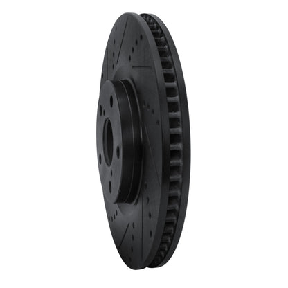 R1 Concepts R1 93-98 Toyota Supra Right Front Drilled & Slotted Black Brake Rotor