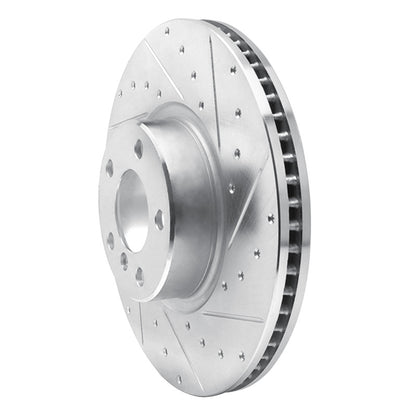 R1 Concepts R1 16-18 BMW X4 Left Front Drilled & Slotted Silver Brake Rotor