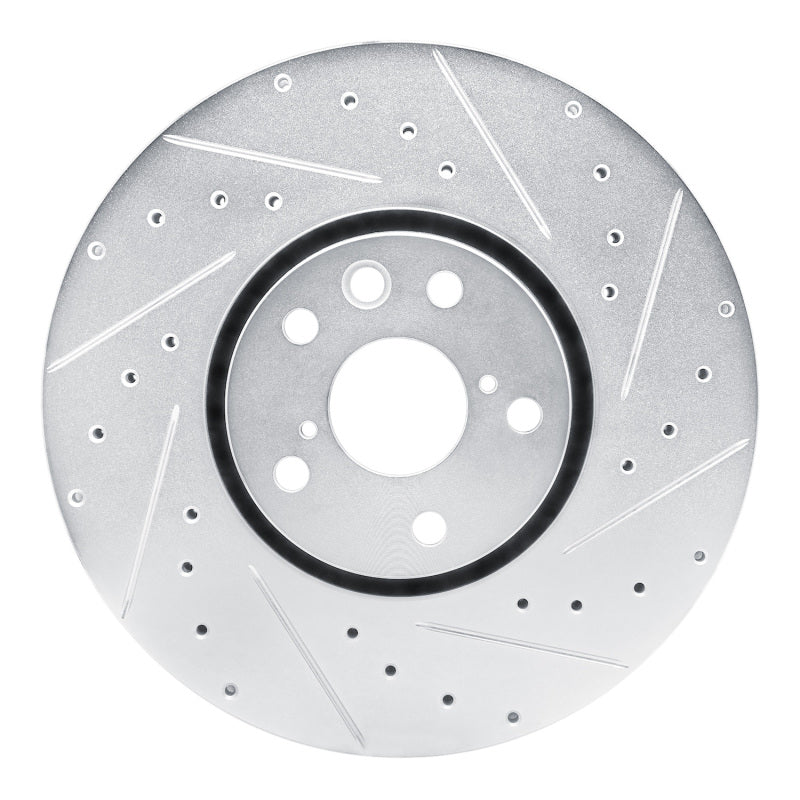 R1 Concepts R1 21-23 Dodge Charger Right Front Drilled & Slotted Silver Brake Rotor