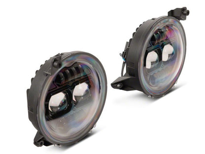 Raxiom 18-23 Jeep Wrangler JL Axial Series 9-In Angel Eye LED Headlights- Black Housing (Clear Lens)