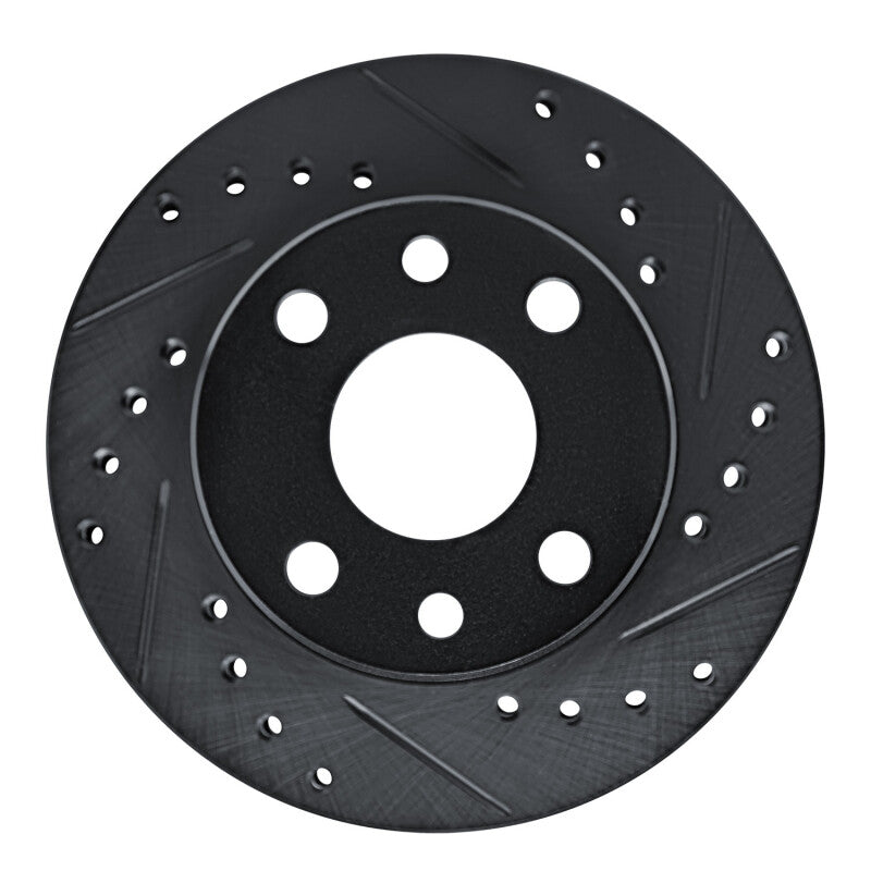R1 Concepts R1 85-93 Chevrolet SPECTRUM Front Right Drilled & Slotted Black Brake Rotor