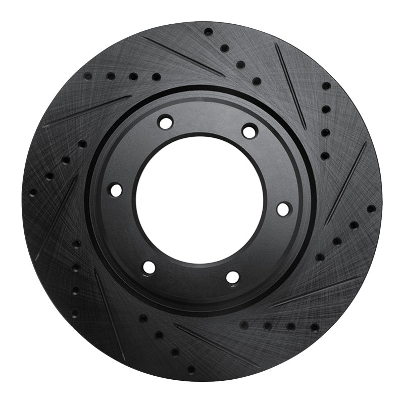 R1 Concepts R1 93-97 Lexus LX450 Front Right Drilled & Slotted Black Brake Rotor