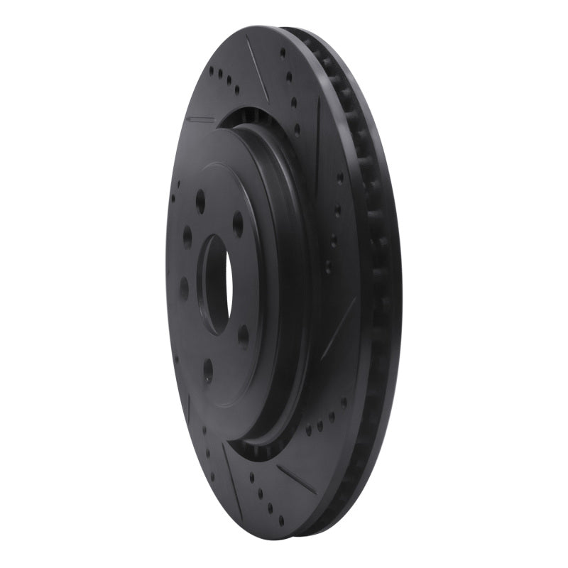 R1 Concepts R1 16-24 Cadillac ATS Rear Right Drilled & Slotted Black Brake Rotor