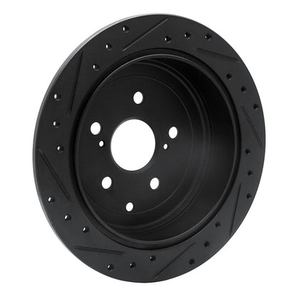 R1 Concepts R1 10-20 Lexus RX450h Rear Right Drilled & Slotted Black Brake Rotor
