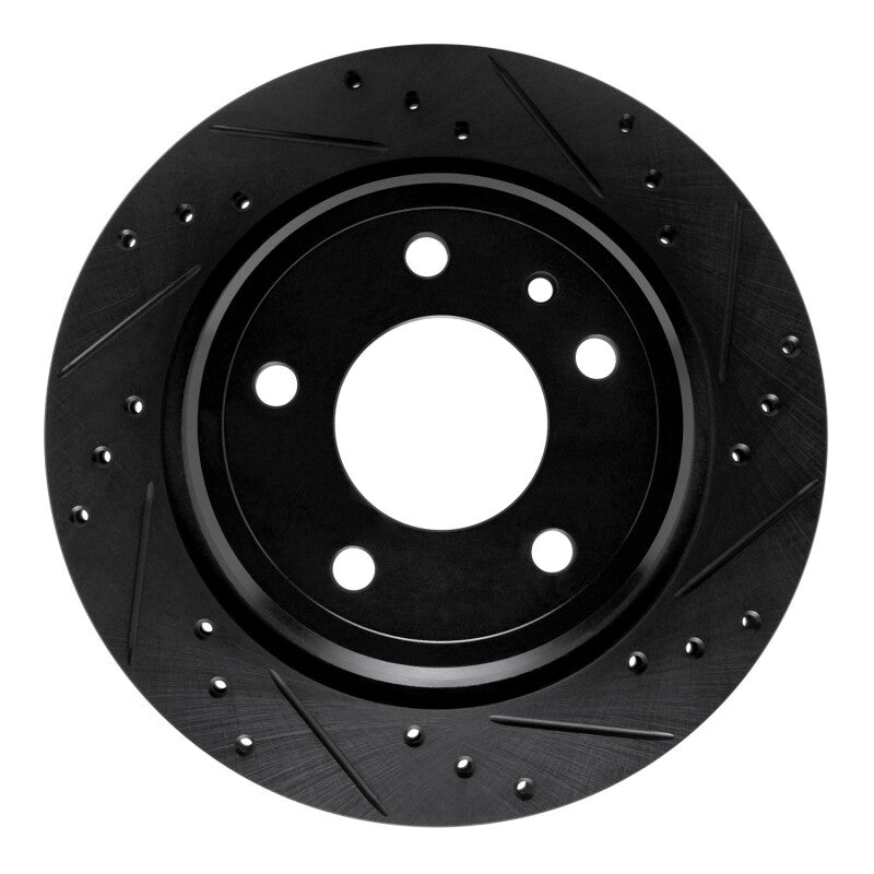 R1 Concepts R1 88-94 BMW 750IL Rear Right Drilled & Slotted Black Brake Rotor
