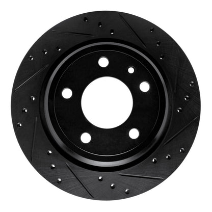 R1 Concepts R1 88-94 BMW 750IL Rear Right Drilled & Slotted Black Brake Rotor