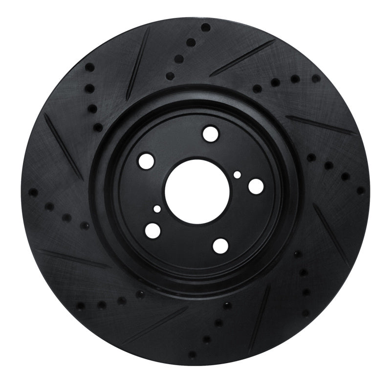 R1 Concepts R1 01-06 Lexus LS430 Front Right Drilled & Slotted Black Brake Rotor