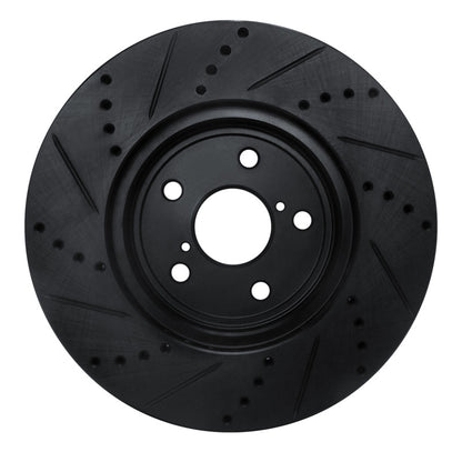 R1 Concepts R1 01-06 Lexus LS430 Front Right Drilled & Slotted Black Brake Rotor