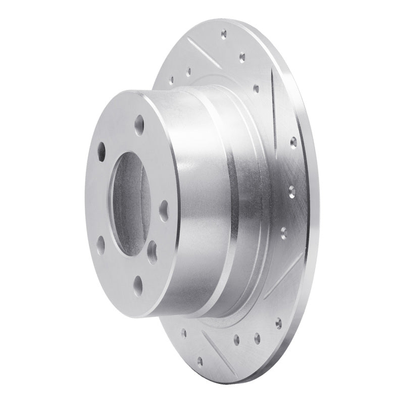 R1 Concepts R1 95-99 BMW 318TI Rear Right Drilled & Slotted Silver Brake Rotor