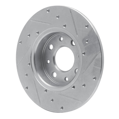 R1 Concepts R1 13-19 Fiat 500E Rear Left Drilled & Slotted Silver Brake Rotor