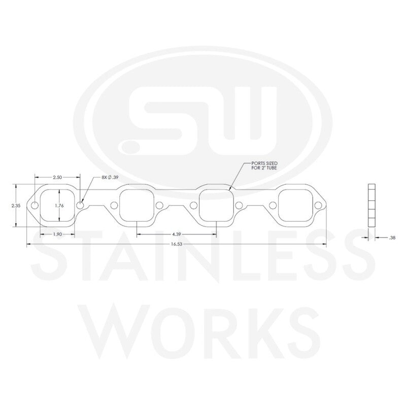 Stainless Works SBF Victor Senior Heads Square Port Header 304SS Exhaust Flanges 2in Primaries