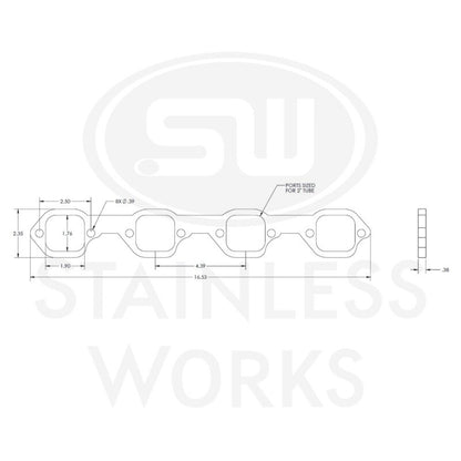 Stainless Works SBF Victor Senior Heads Square Port Header 304SS Exhaust Flanges 2in Primaries