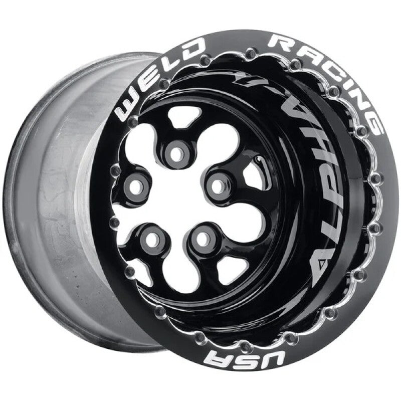 Weld Alpha-1 15X14 5x4.75 BP 1in BS Black Wheel - Black Double Beadlock MT